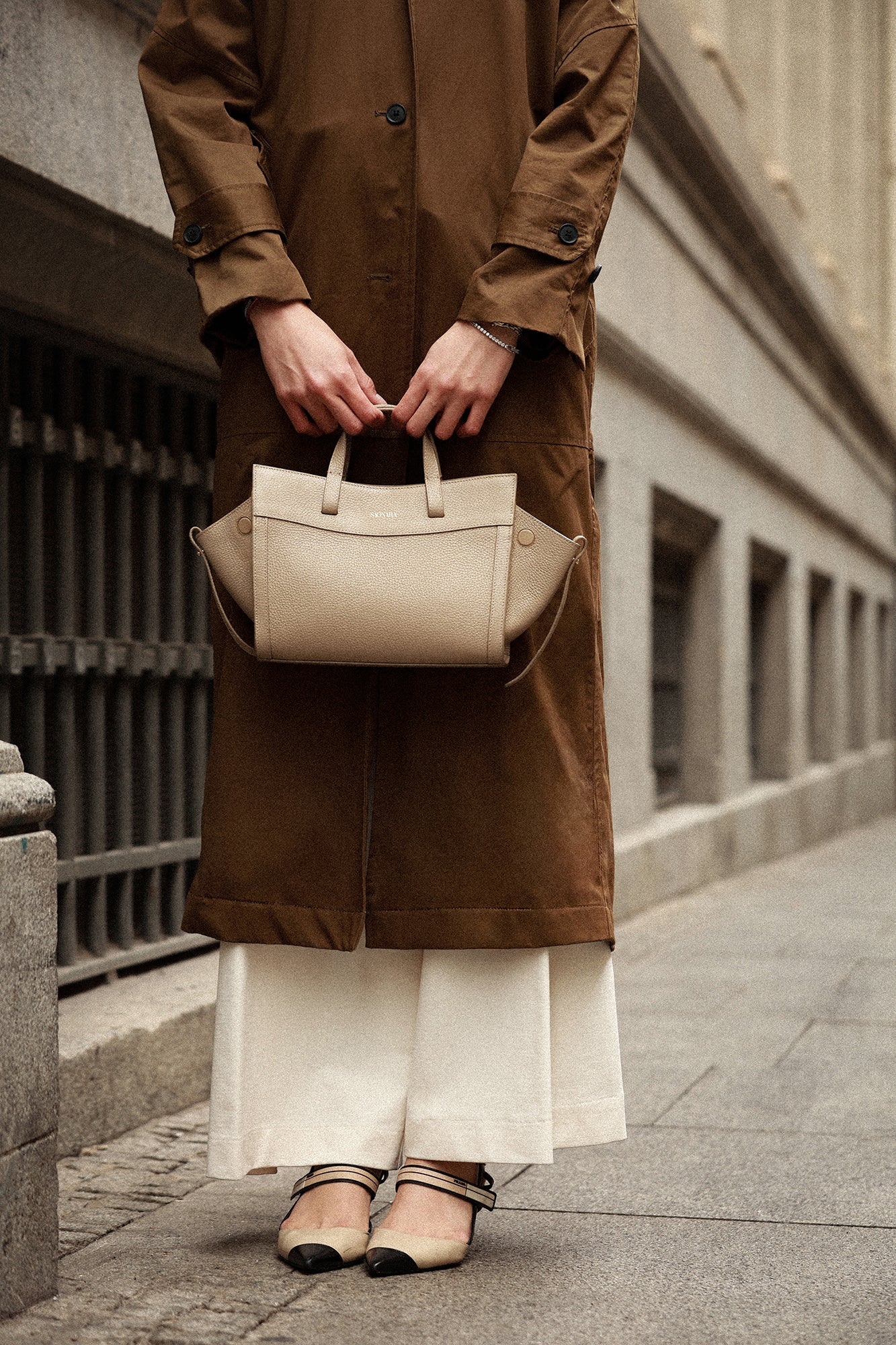 Mini Shopping Bag Taupe Piel