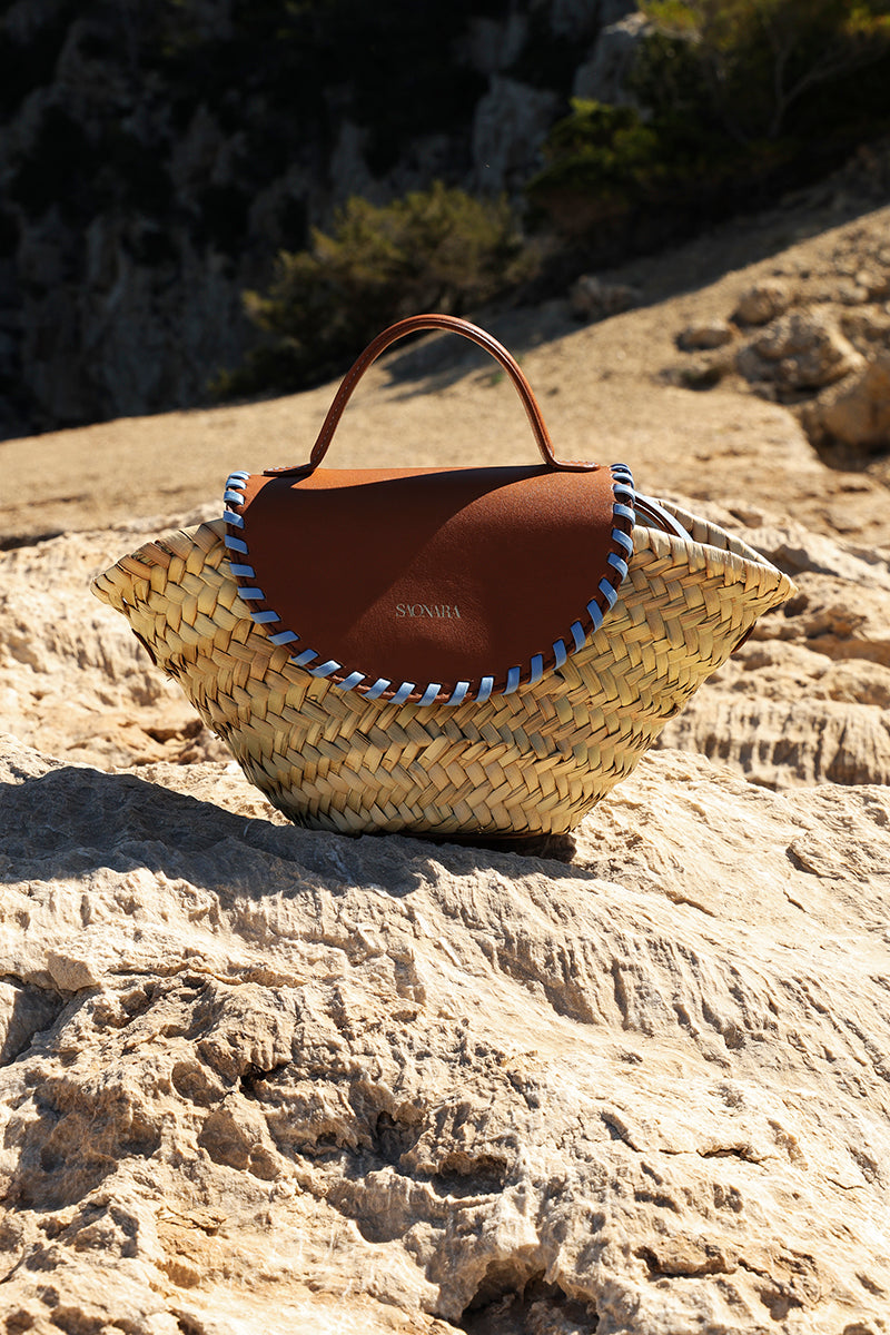SAONARA COQUETTE CARAMELO/BLUE SKY PIEL