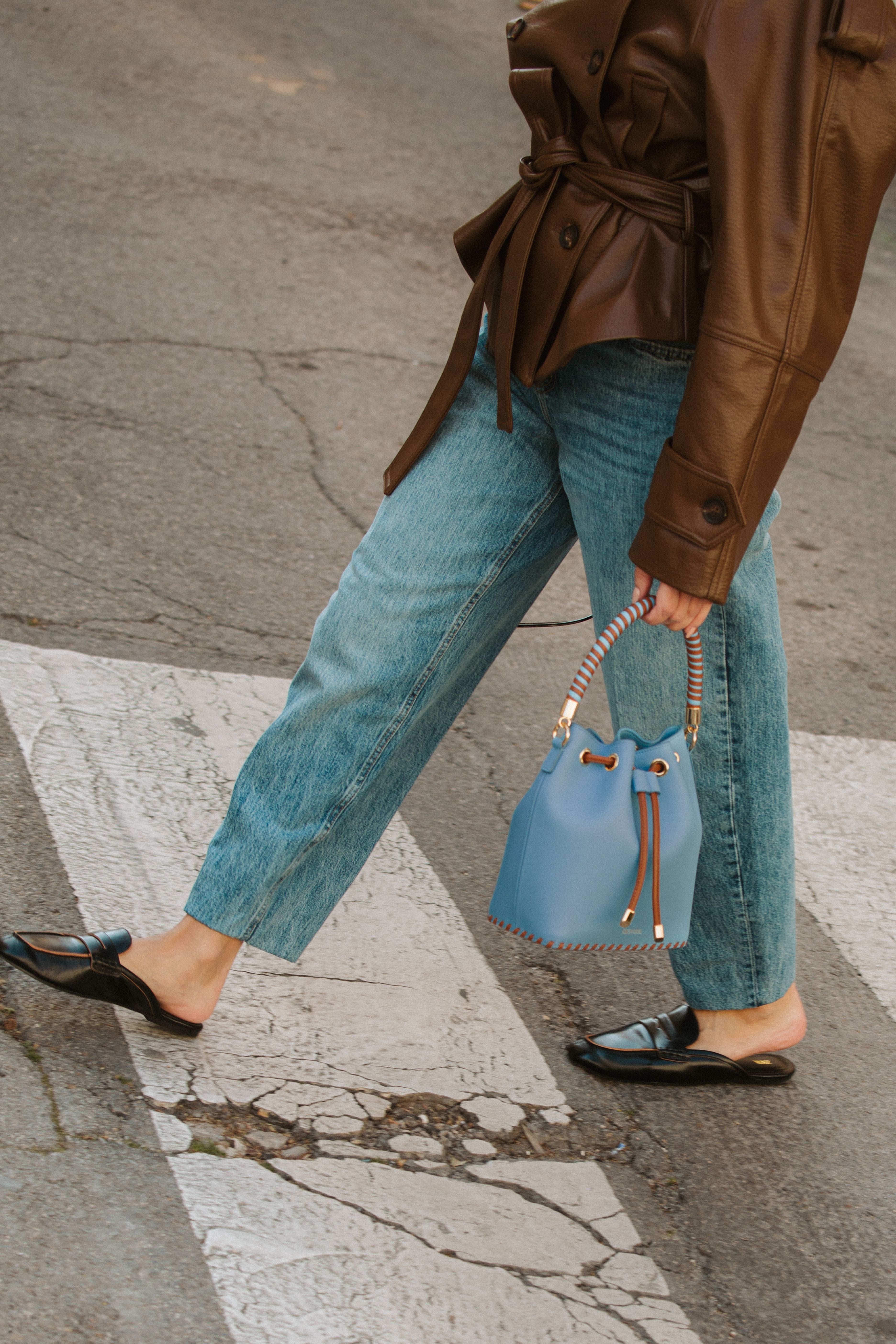 Bucket Bag Blue Sky/Caramel Leather (Limited Edition)