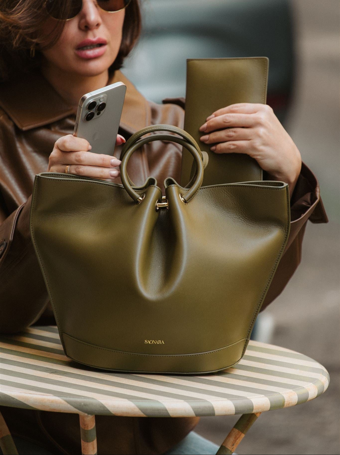 Capazo Bag Khaki Leather