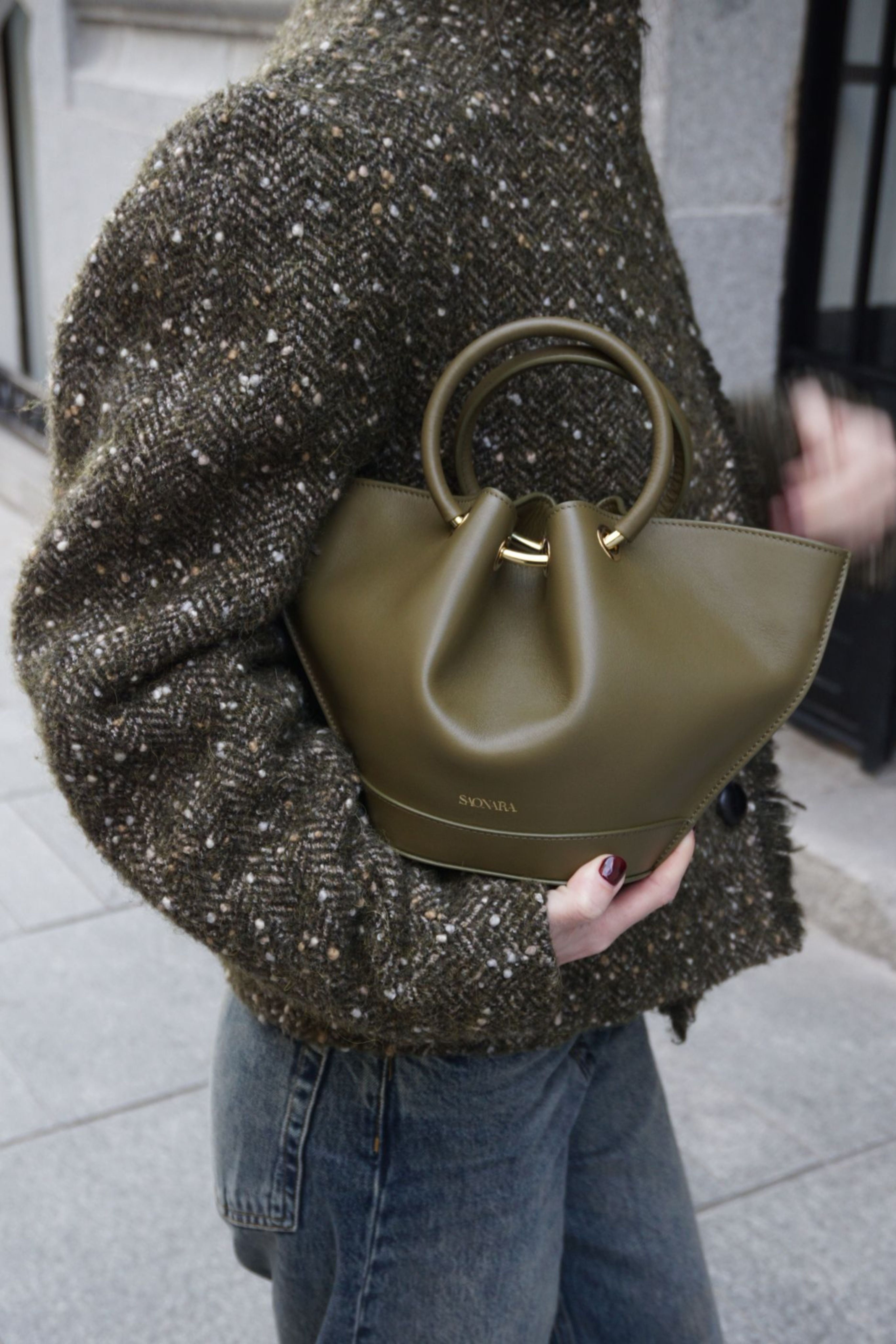 Mini Capazo Bag Khaki Piel