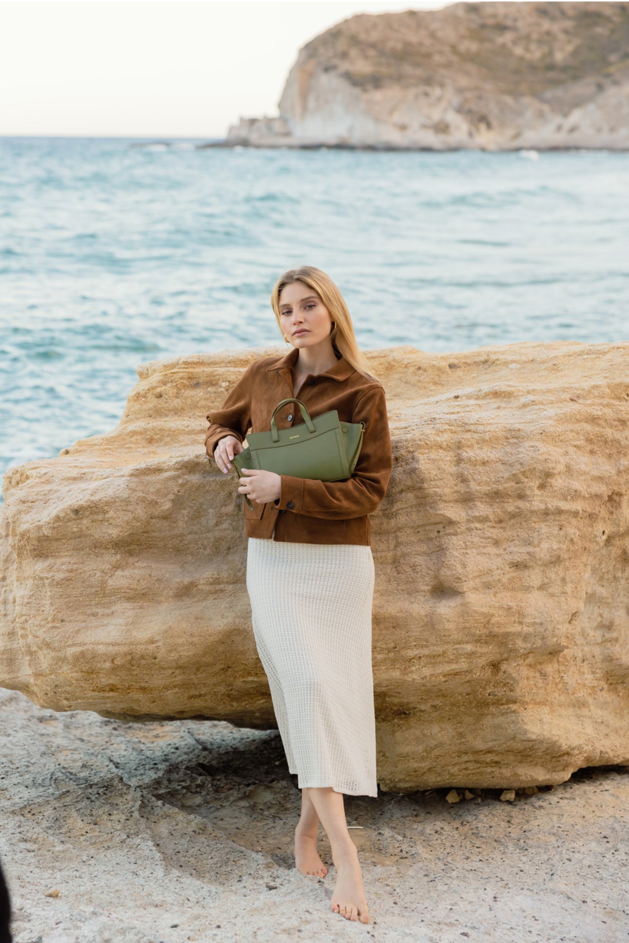 Mini Shopping Bag Khaki Piel