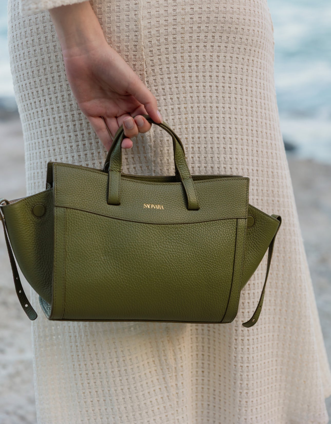 SAONARA MINI SHOPPING BAG KHAKI PIEL