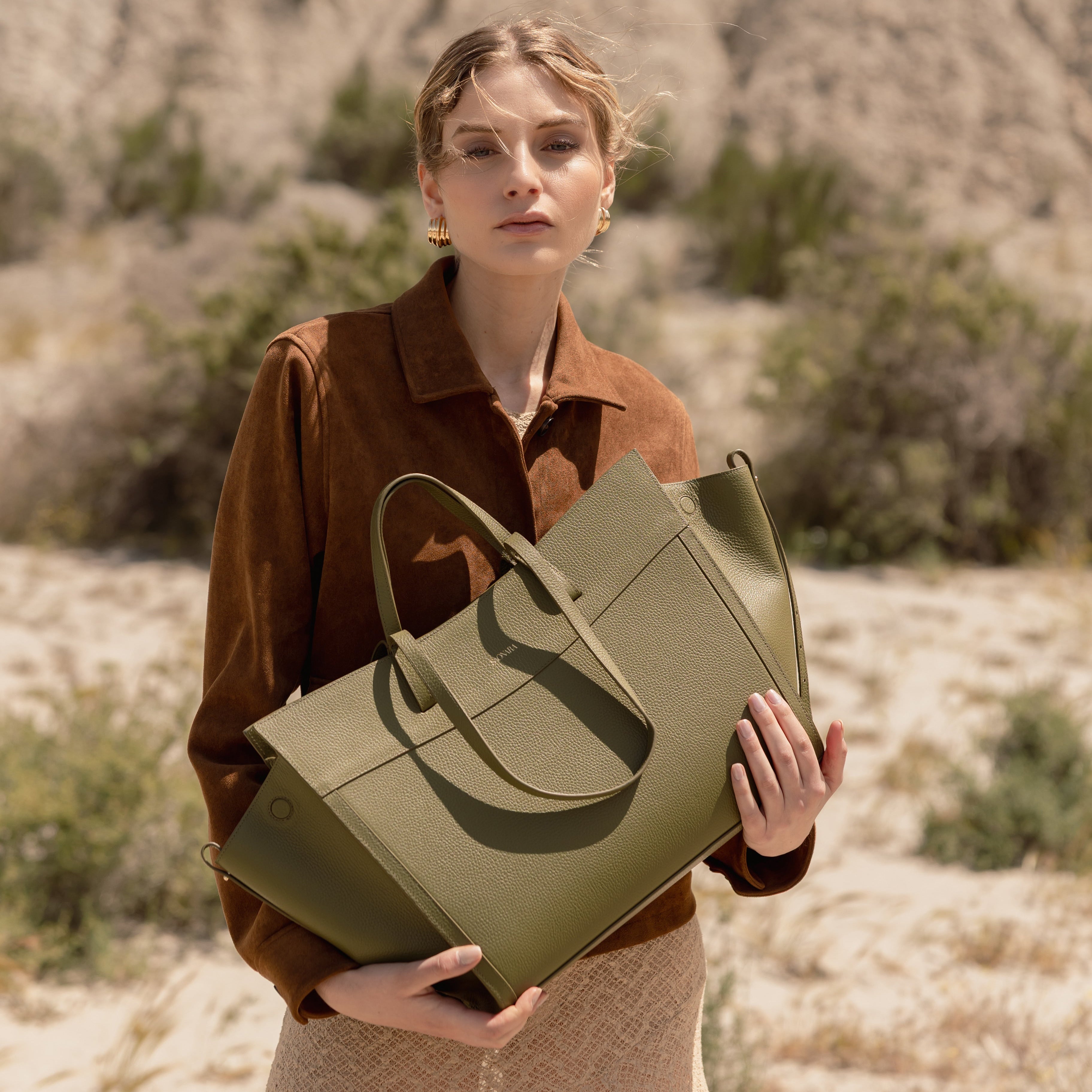 SAONARA SHOPPING BAG MOKA LEATHER