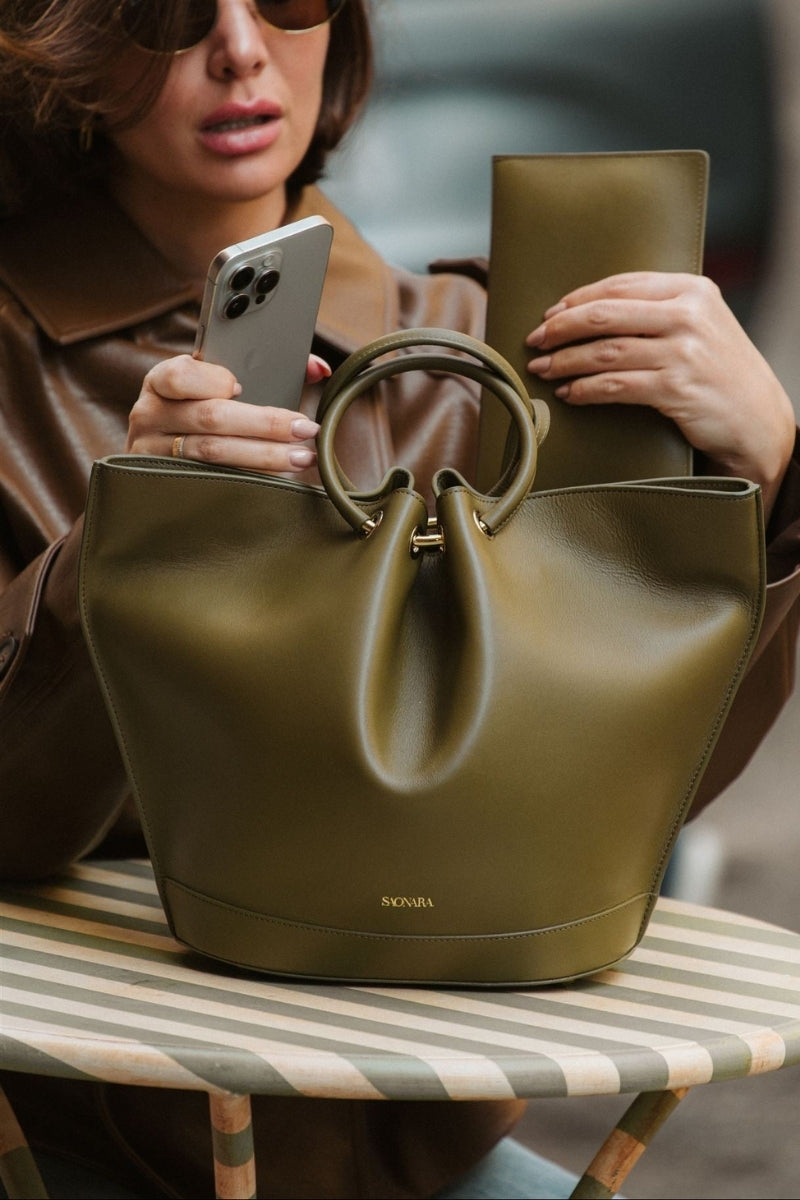 Capazo Bag Khaki Leather