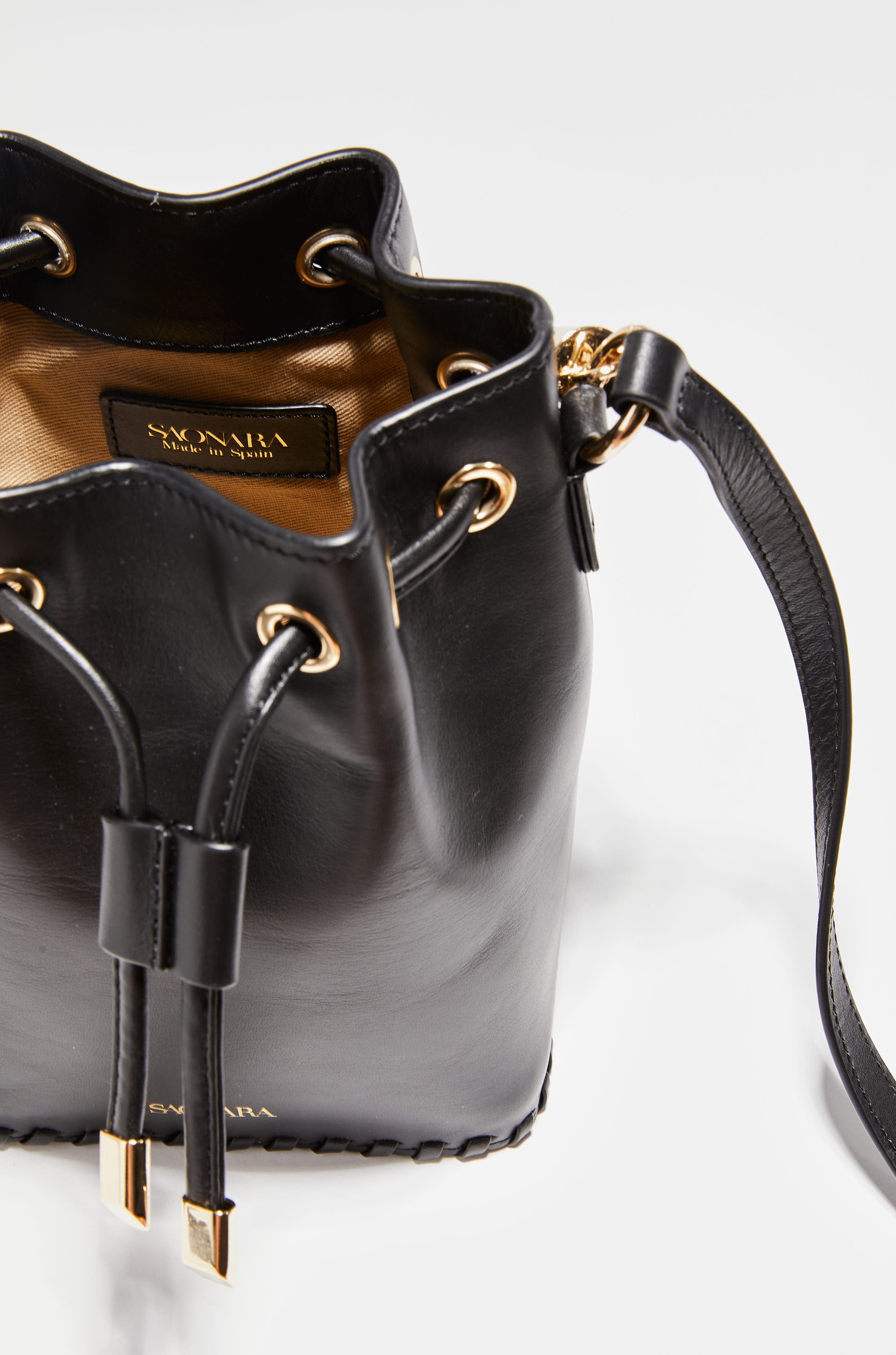 Mini Bucket Bag Black Leather
