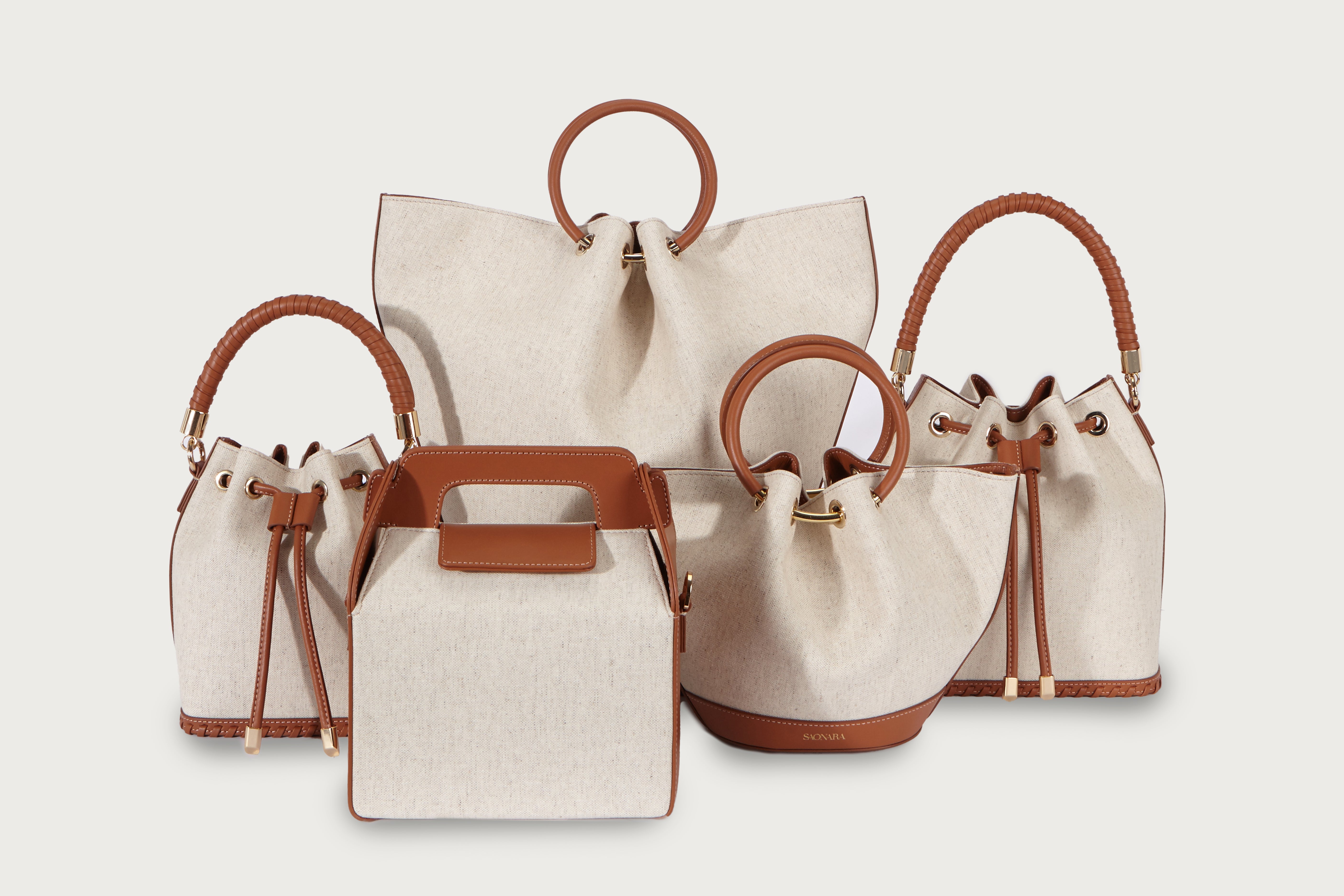 SAONARA MINI BUCKET LINO / CARAMELO PIEL