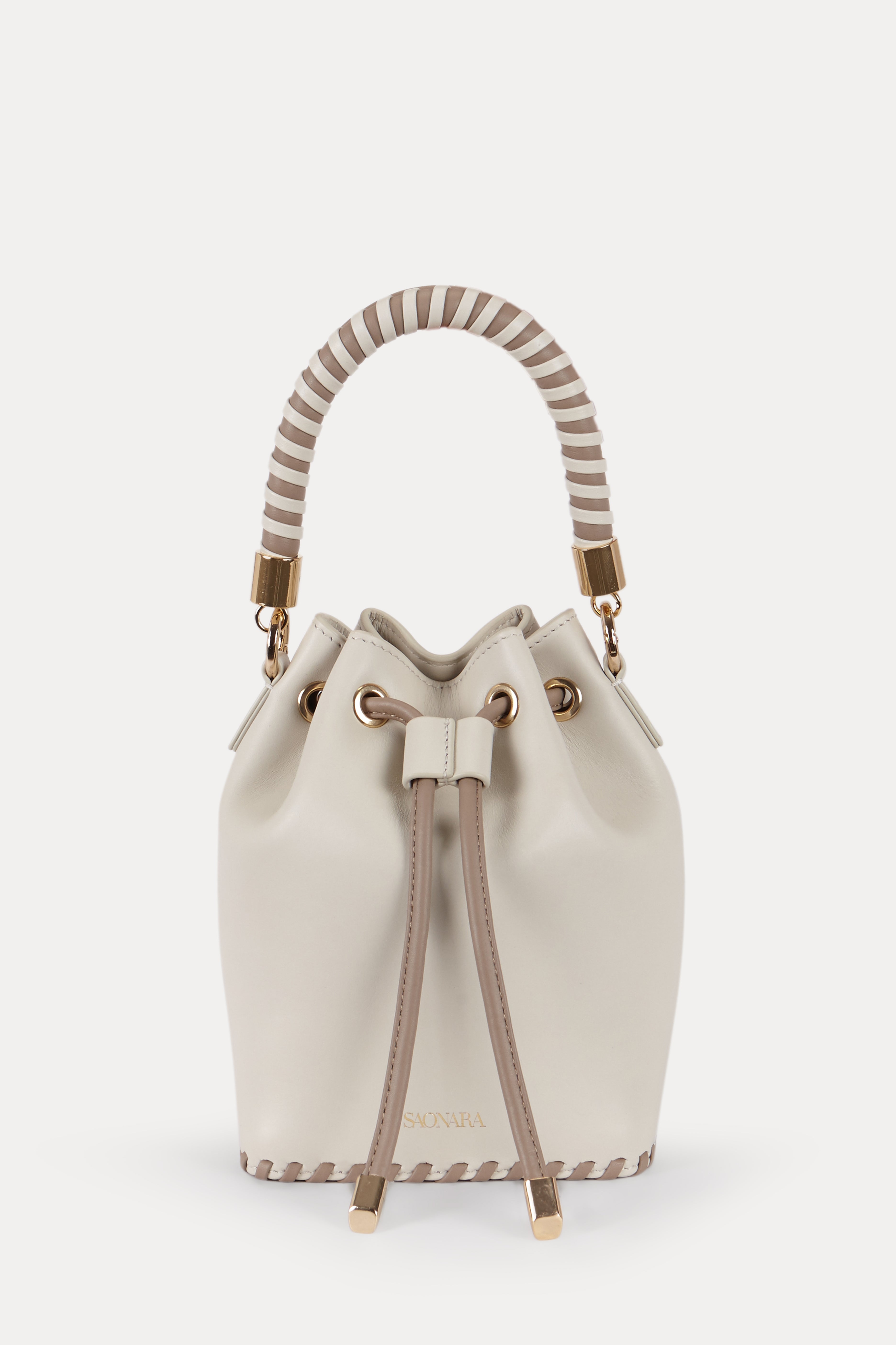 SAONARA MINI BUCKET IVORY LEATHER
