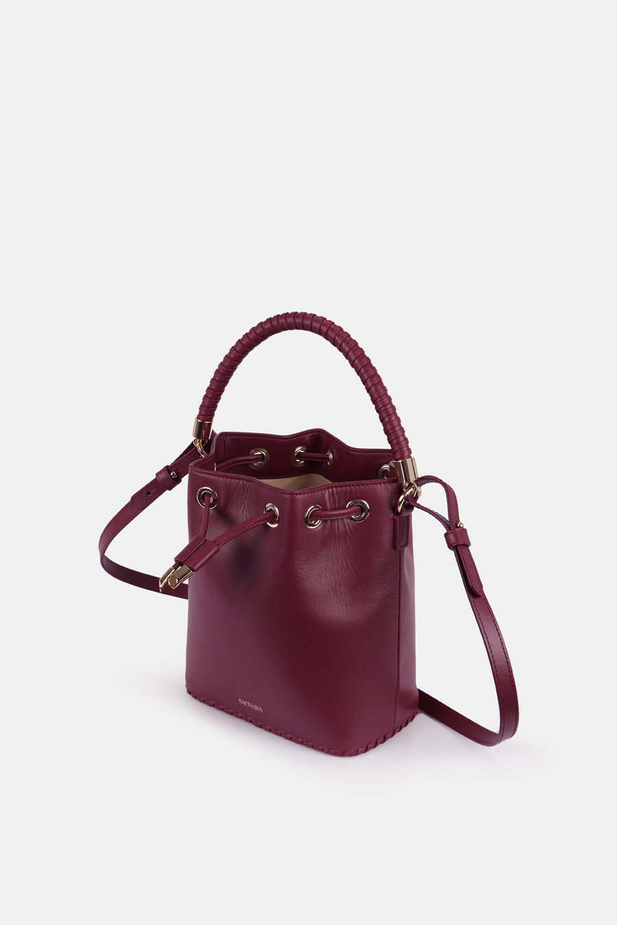 Mini Bucket Bag Berry Leather