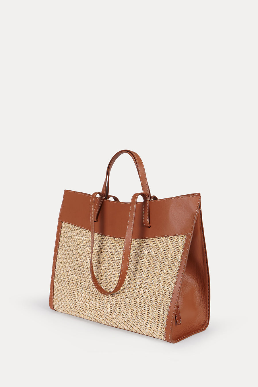 SAONARA SHOPPING BAG RAFIA/CARAMELO PIEL