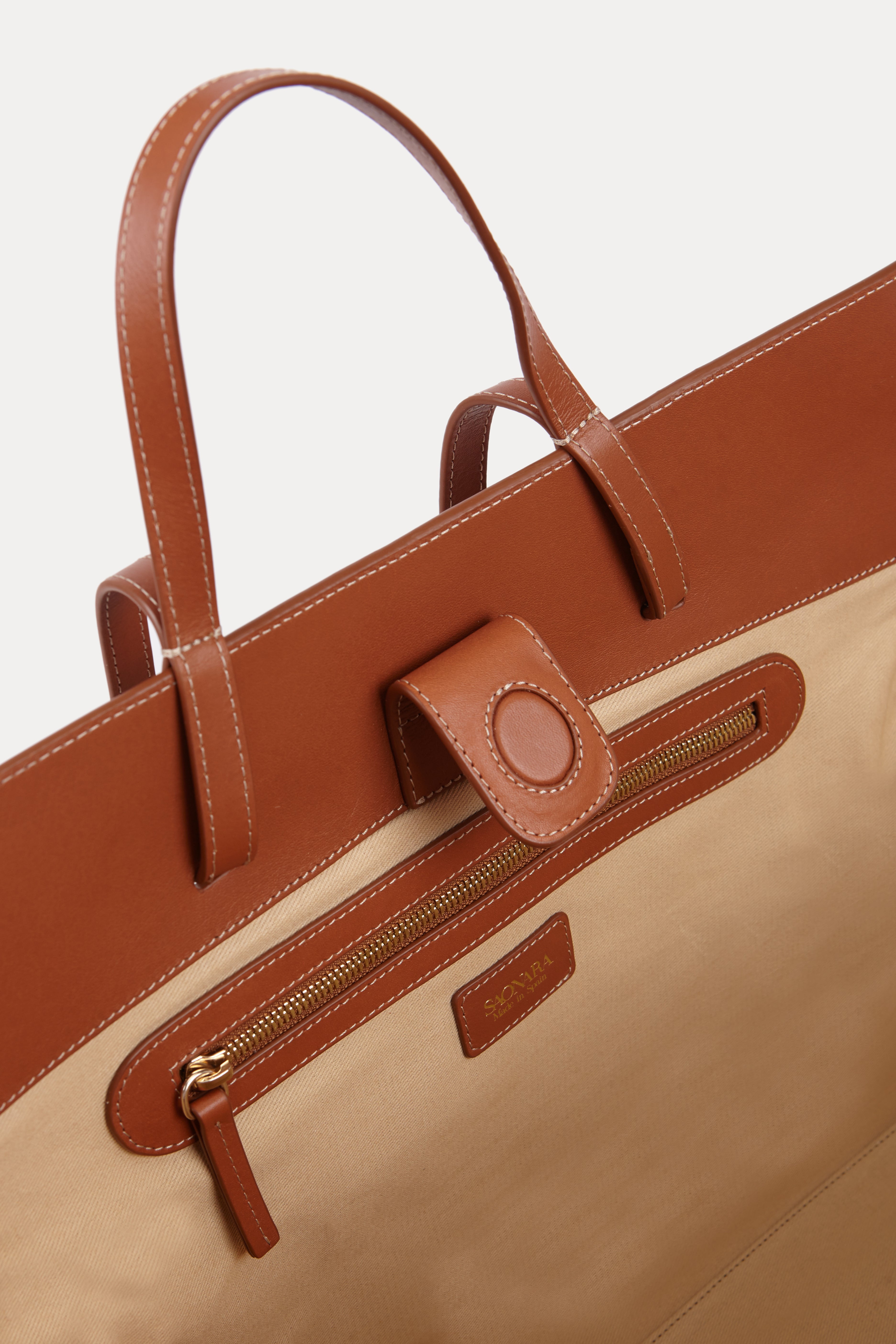 SAONARA SHOPPING BAG RAFIA/CARAMELO PIEL