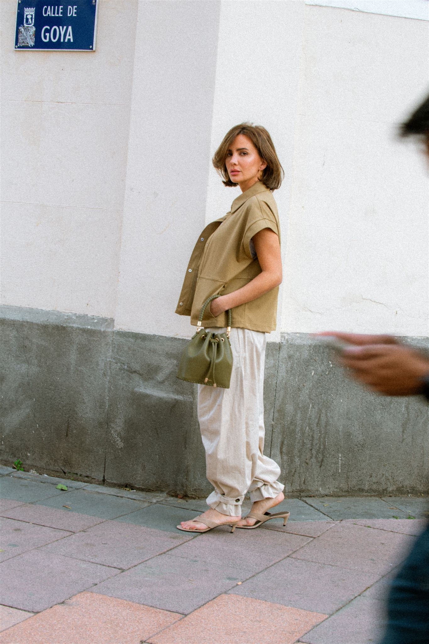 Bucket Bag Khaki Leather