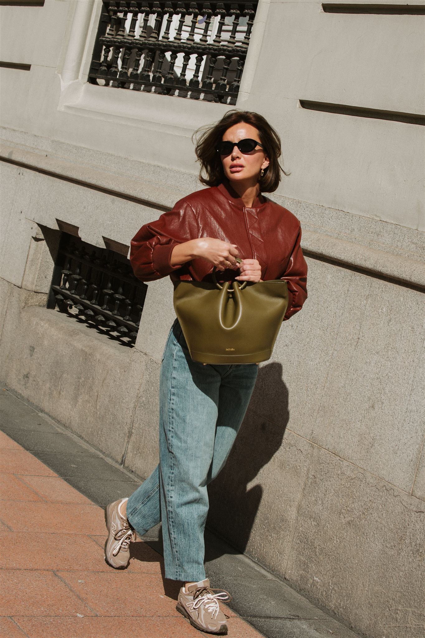 Capazo Bag Khaki Leather