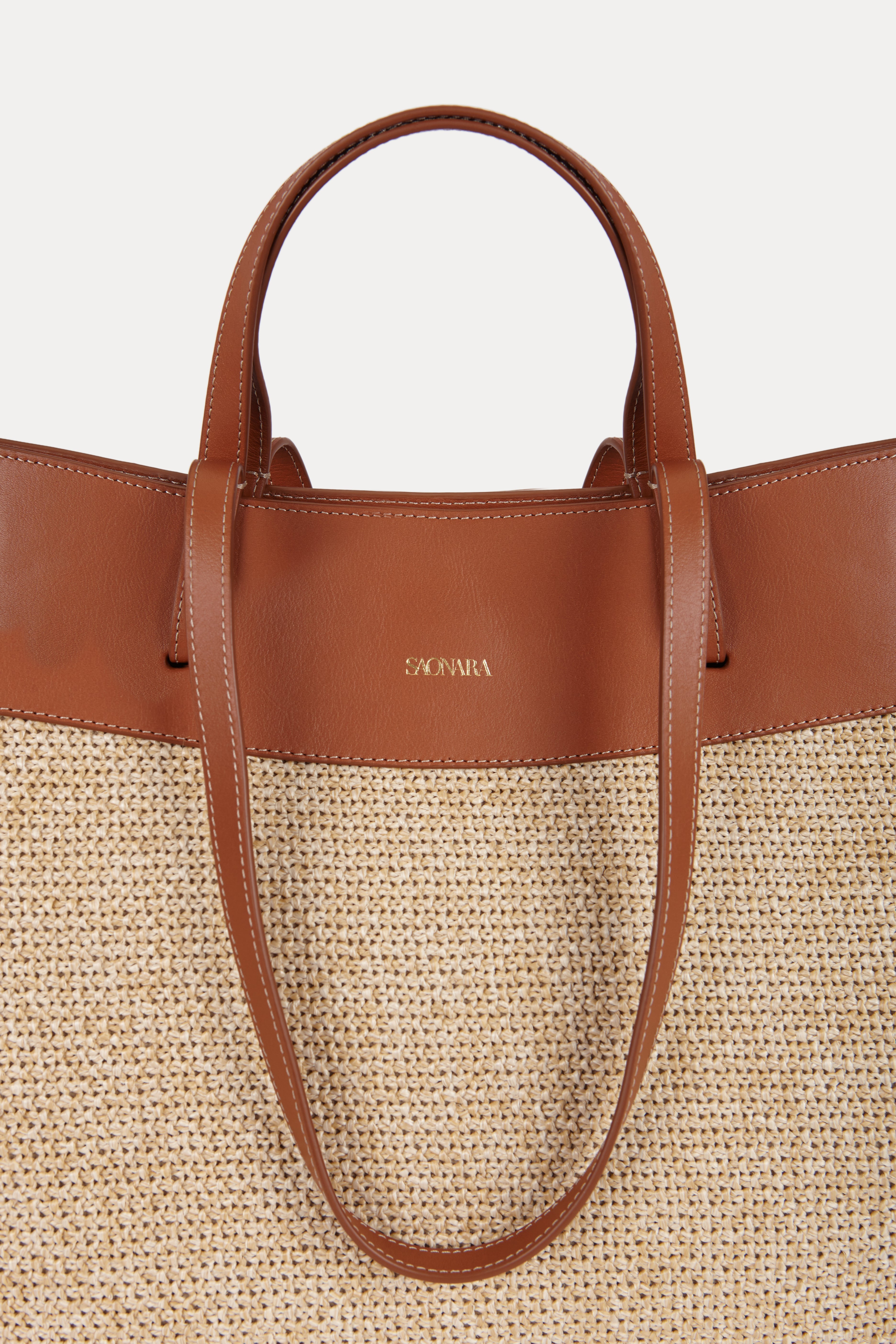 Shopping Bag Caramel Rafia/Piel