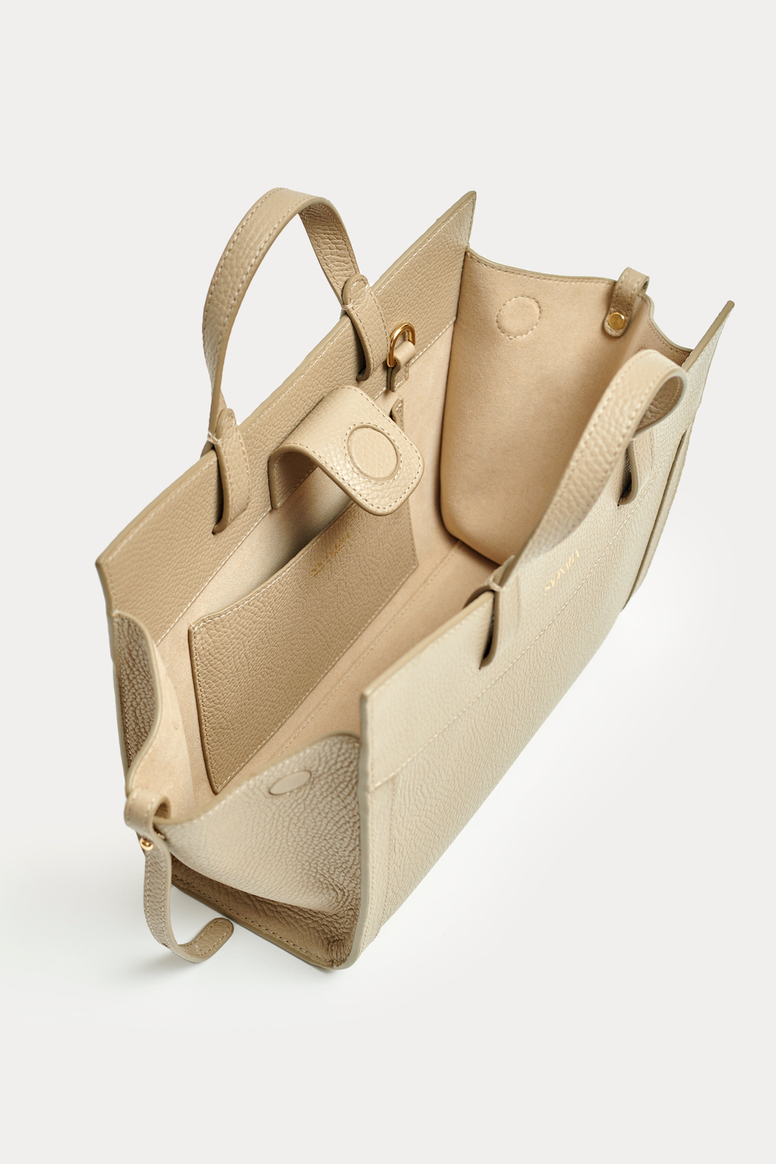 Mini Shopping Bag Taupe Leather