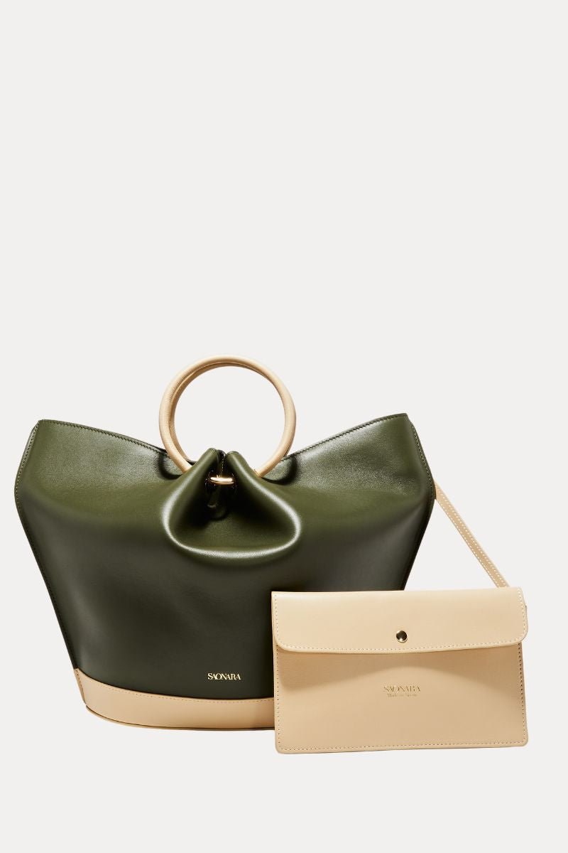 Capazo Bag Army/Cream Piel