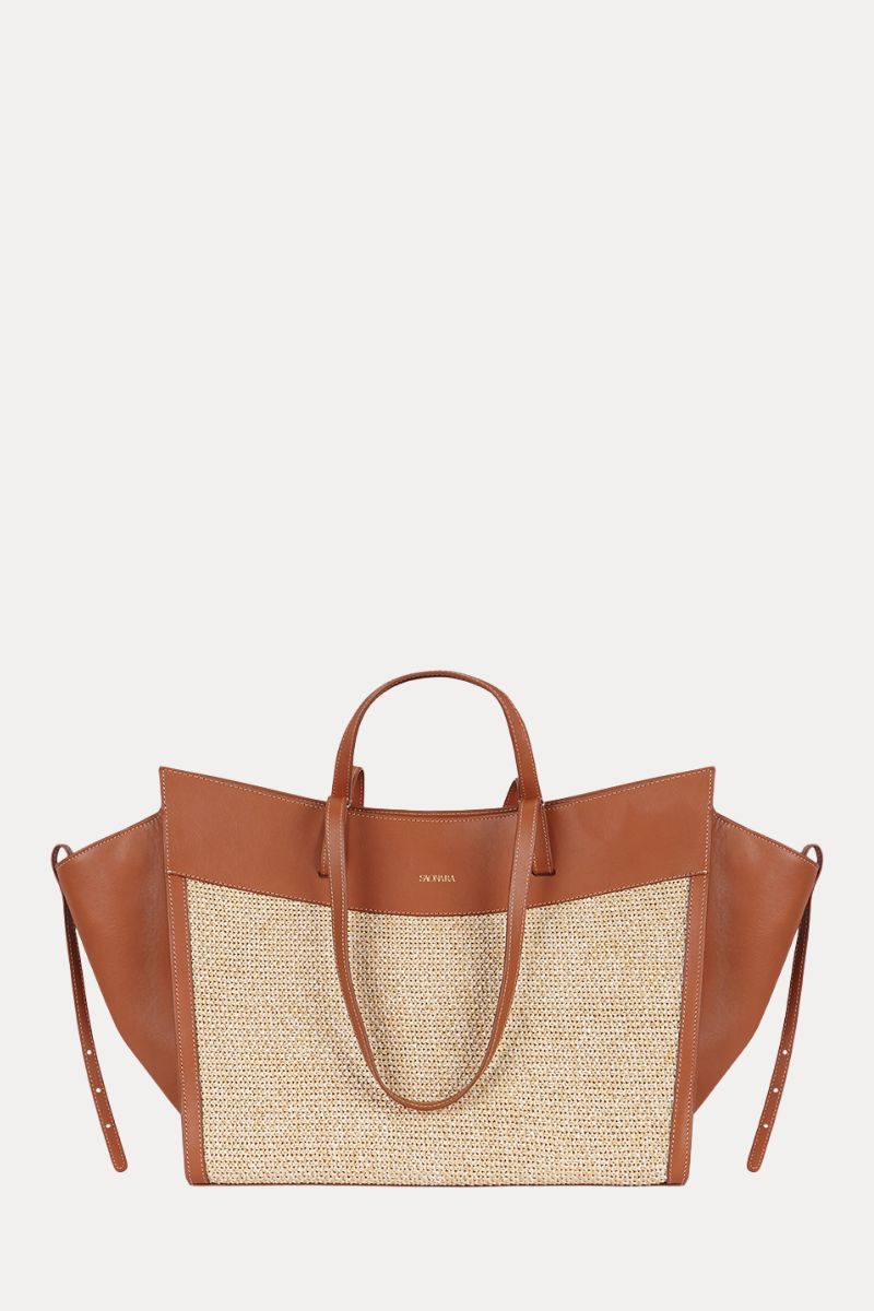 Shopping Bag Caramel Rafia/Piel
