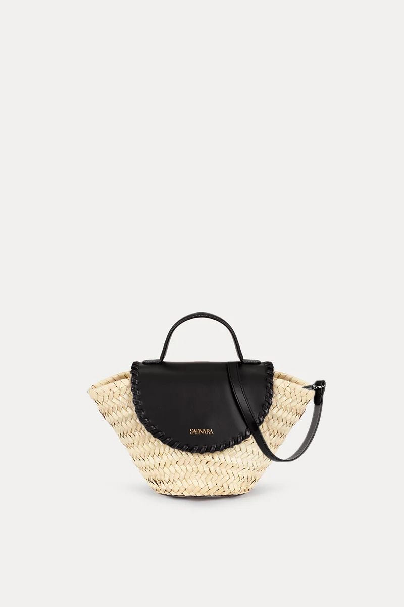 Bolsos Made Bolsos Marca EspaÃ±ola BOLSO PIEL MINI CAPAZO COQUETTE BLACK|  100% Made In Spain SAONARA