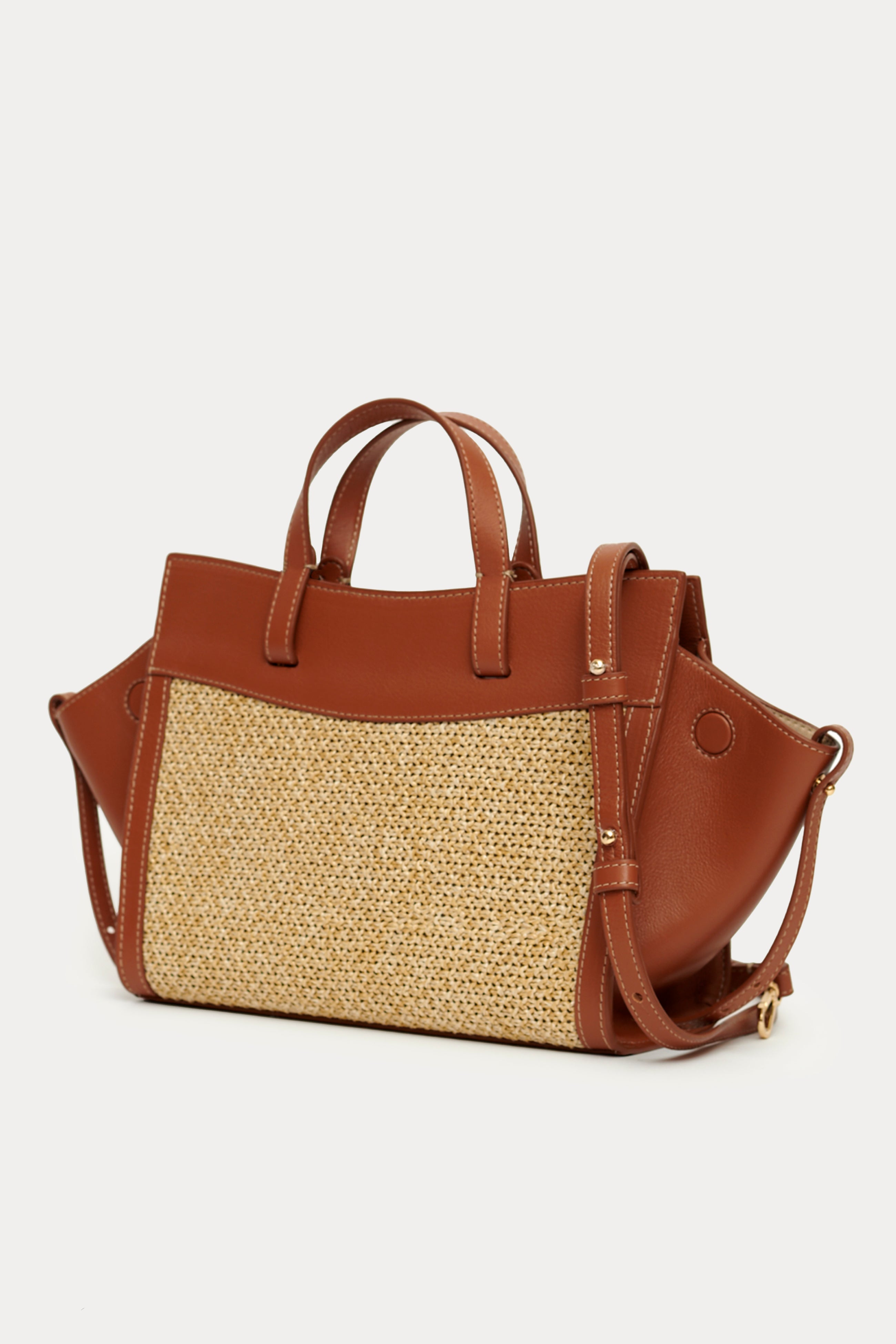 SAONARA MINI SHOPPING BAG RAFIA/CARAMELO PIEL