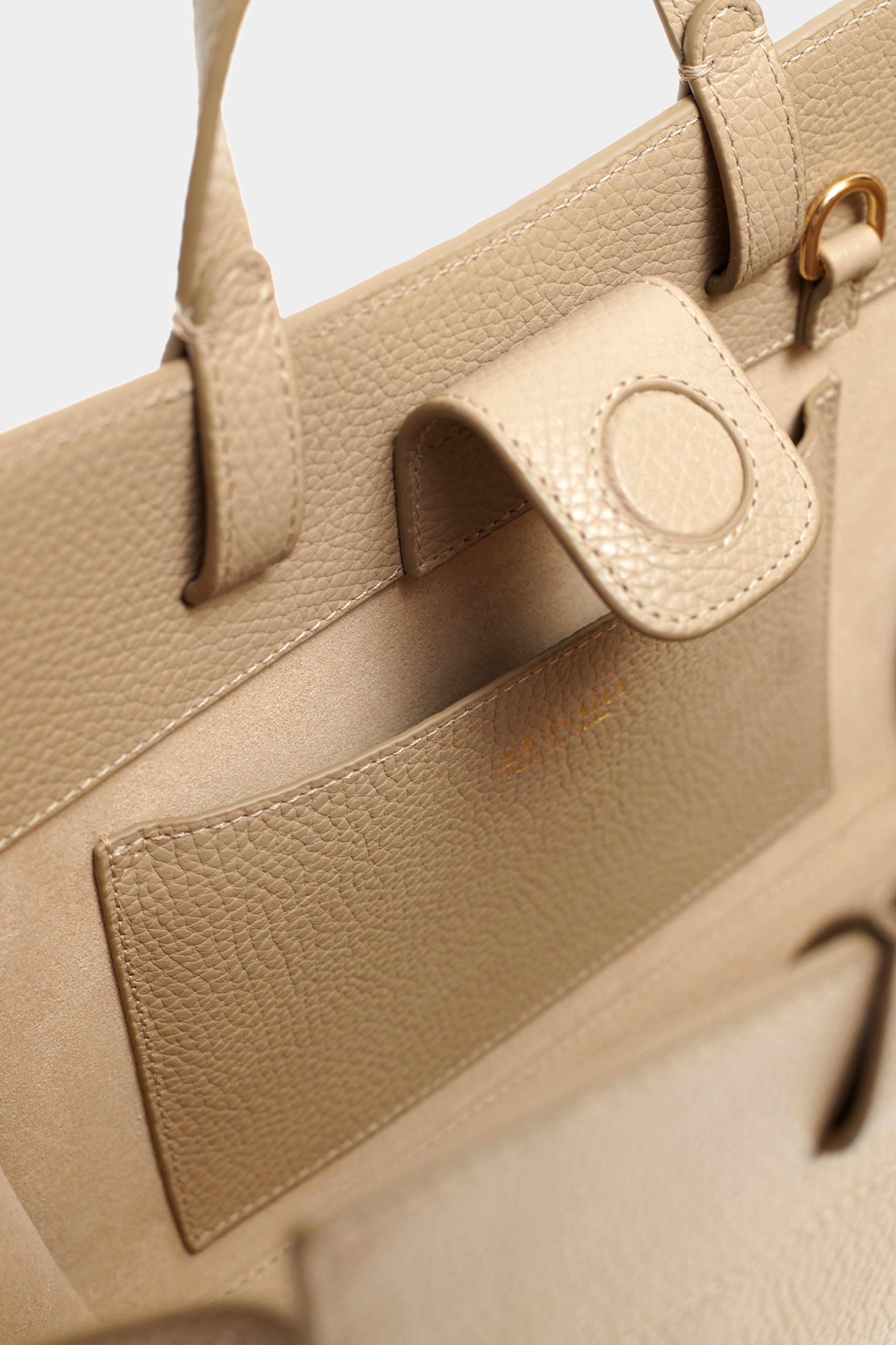 Mini Shopping Bag Taupe Piel