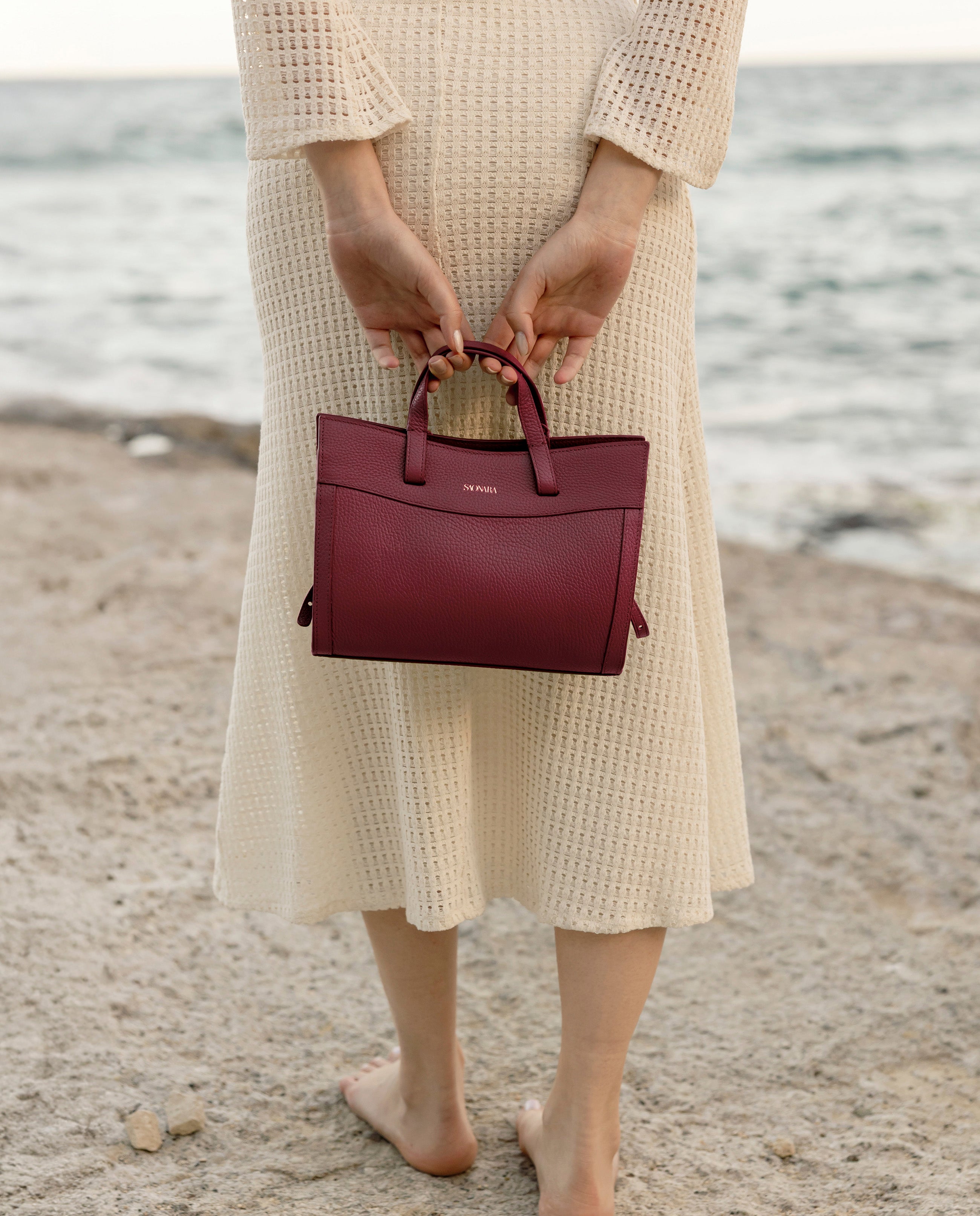 SAONARA MINI SHOPPING BAG BERRY PIEL