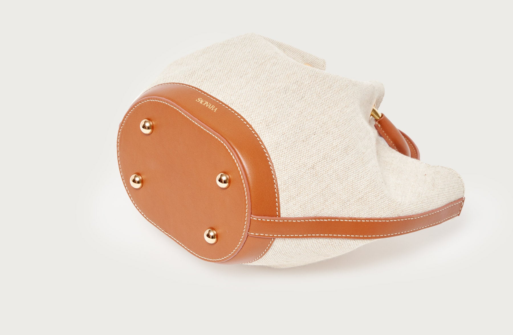 Mini Capazo Bag Linen/Caramel Leather