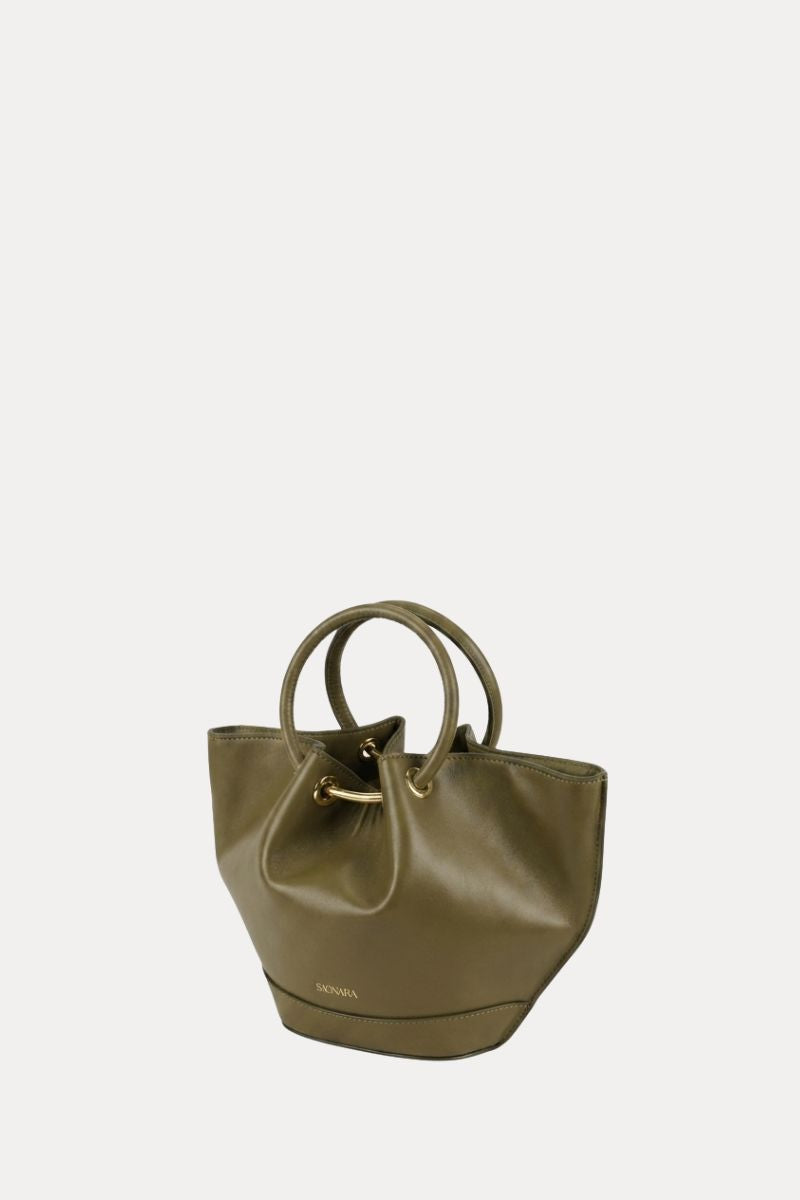 Mini Capazo Bag Khaki Leather