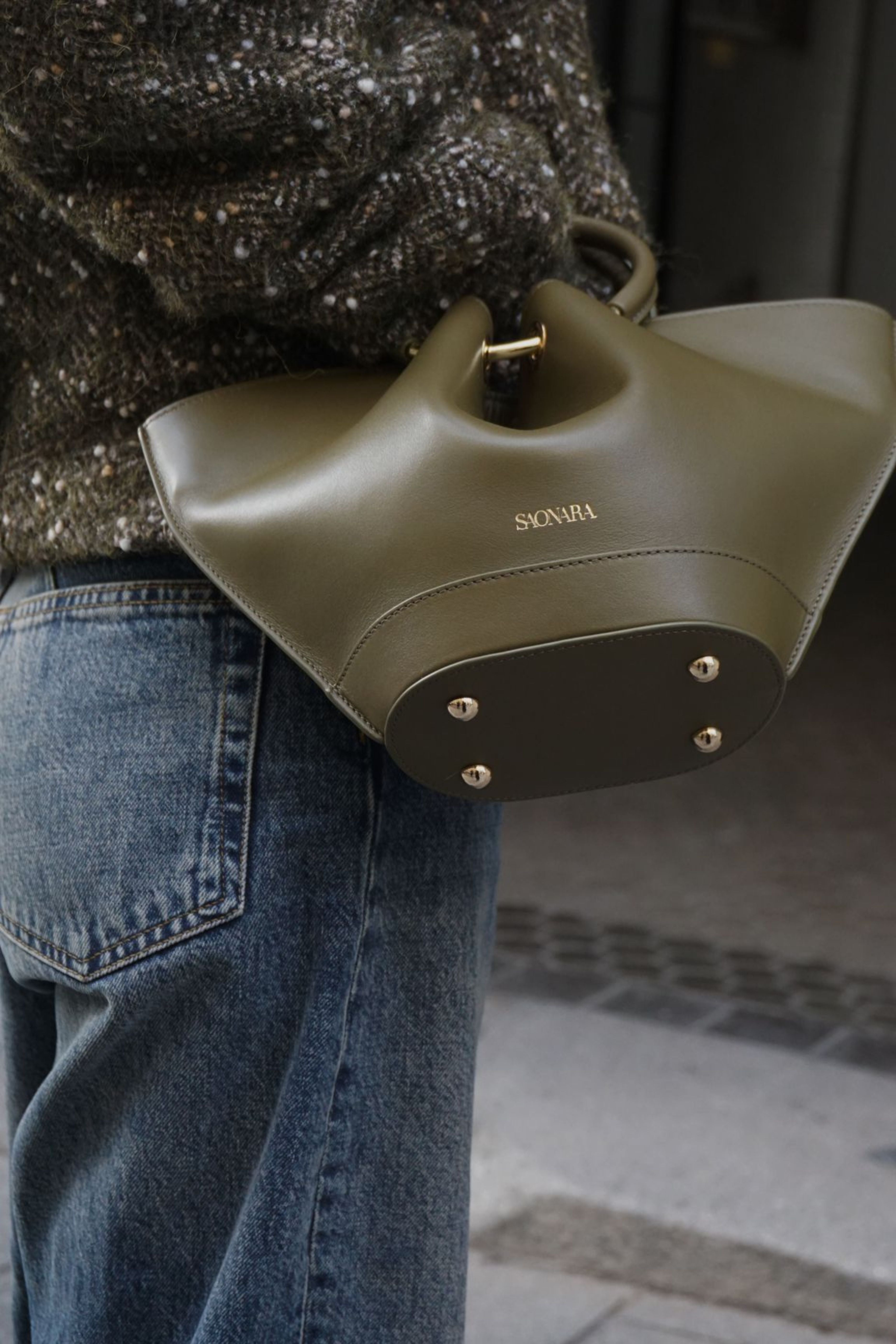 Mini Capazo Bag Khaki Leather