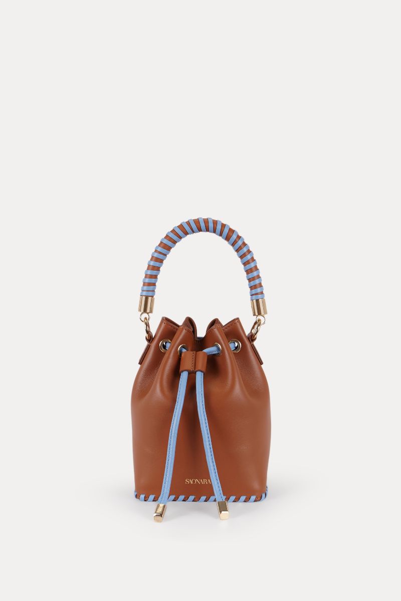 Mini Bucket Bag Caramel/Blue Sky Leather