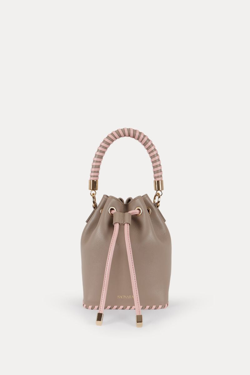 Mini Bucket Bag Taupe/Peony Leather