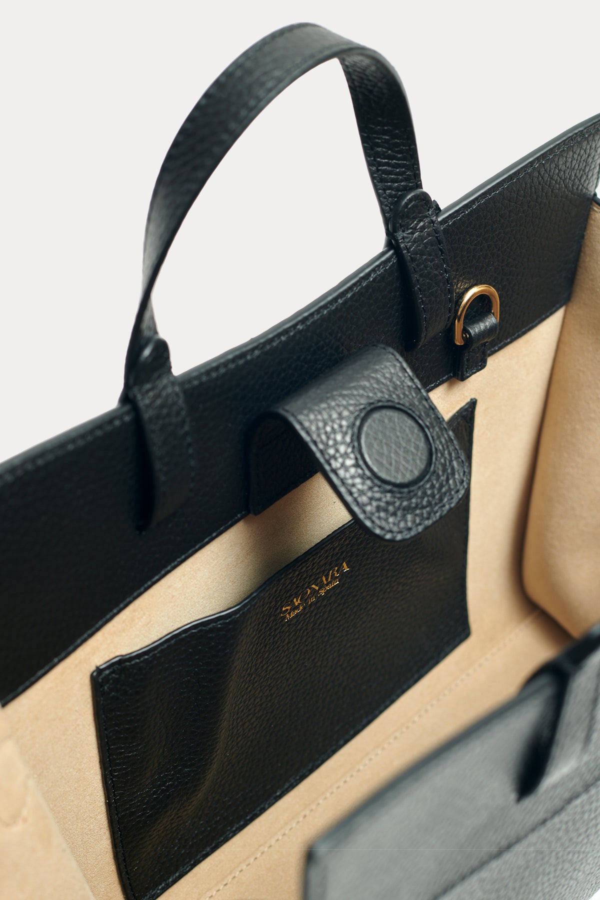 Mini Shopping Bag Black Leather