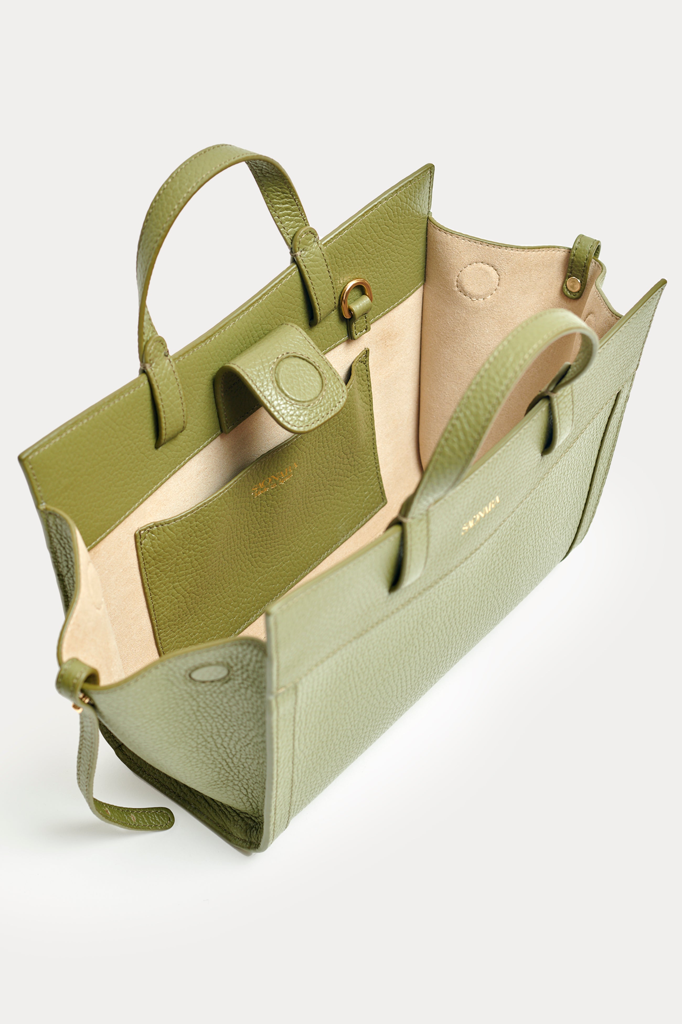 Mini Shopping Bag Khaki Piel