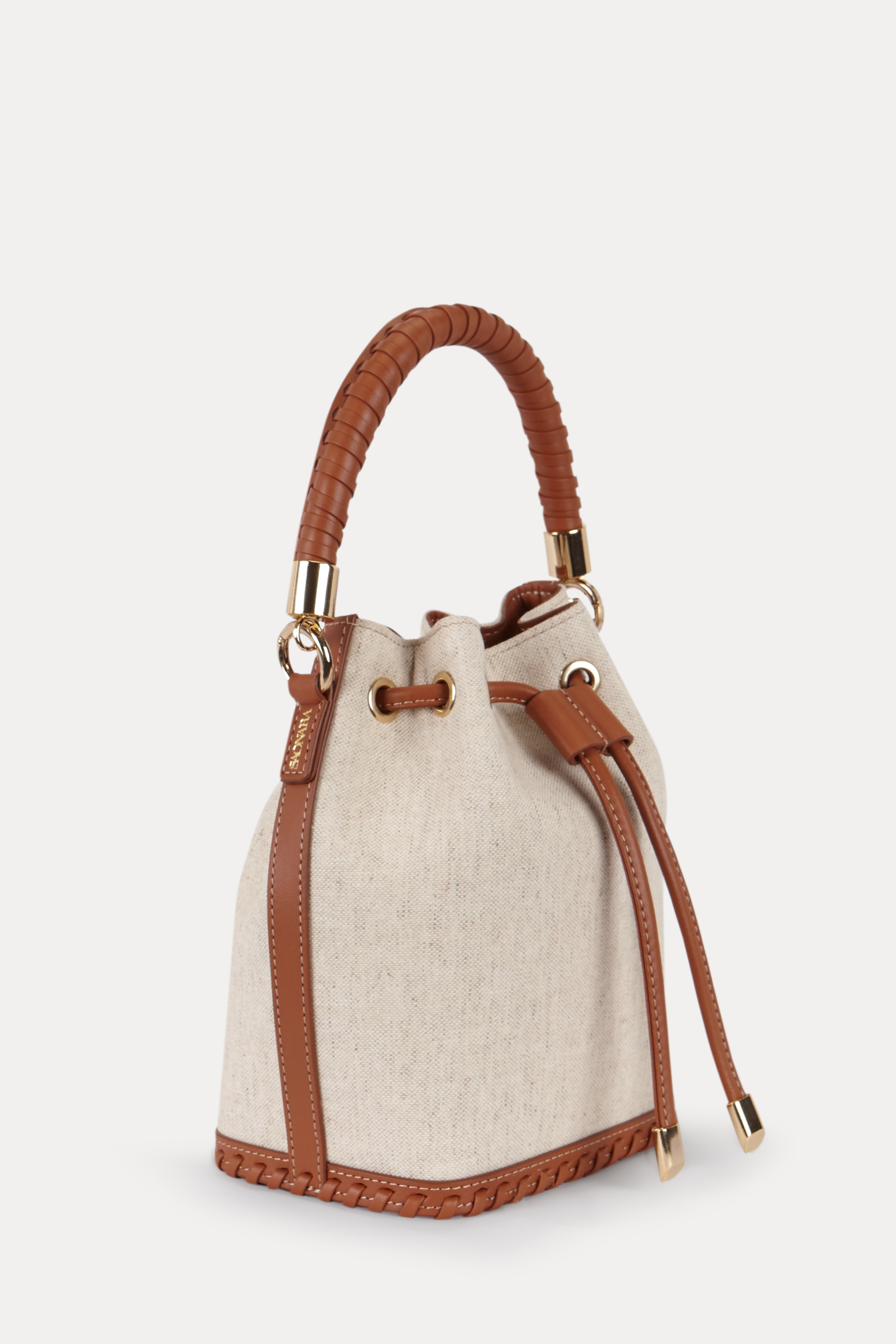 SAONARA MINI BUCKET LINO / CARAMELO PIEL