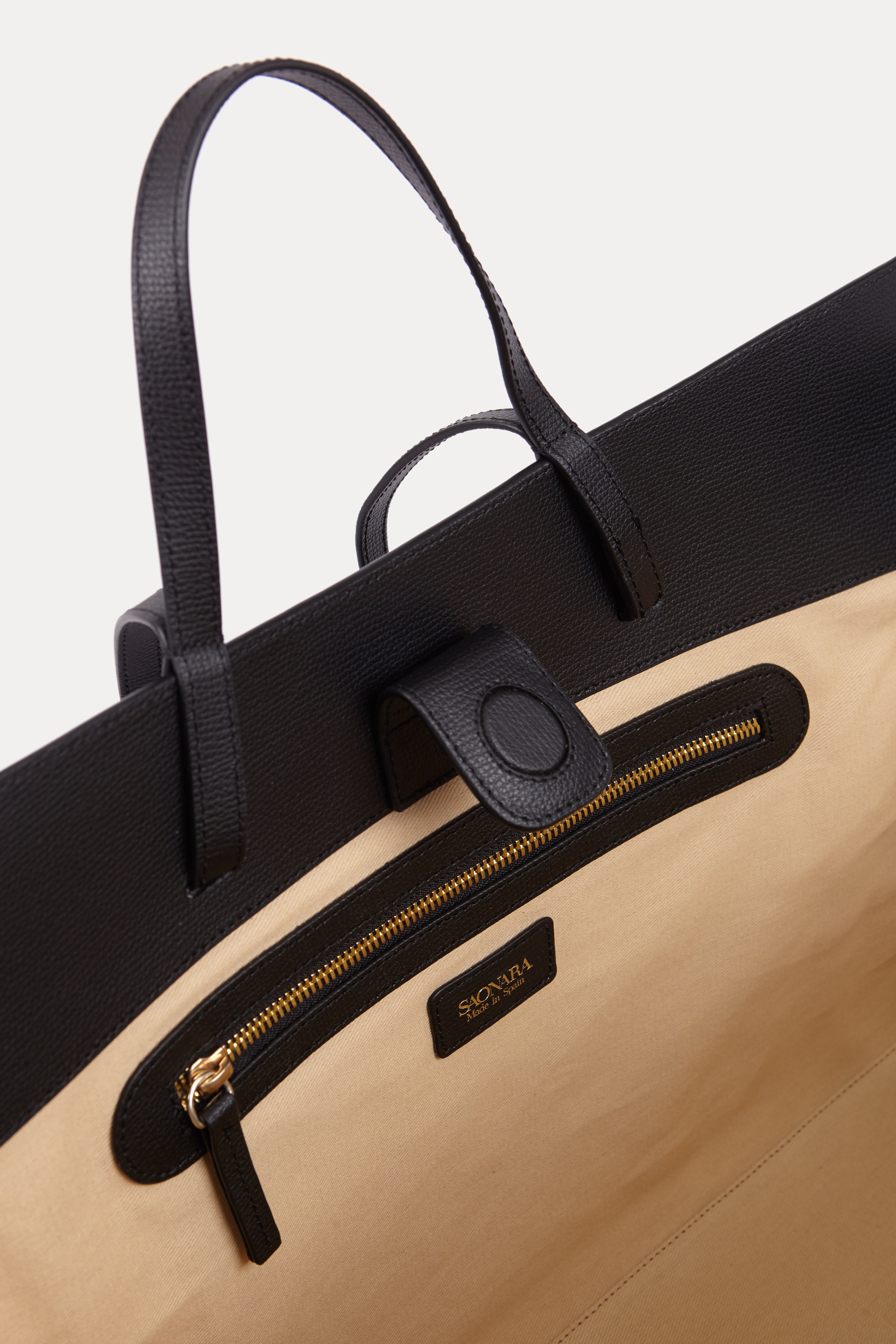 SAONARA SHOPPING BAG TOTAL BLACK LEATHER