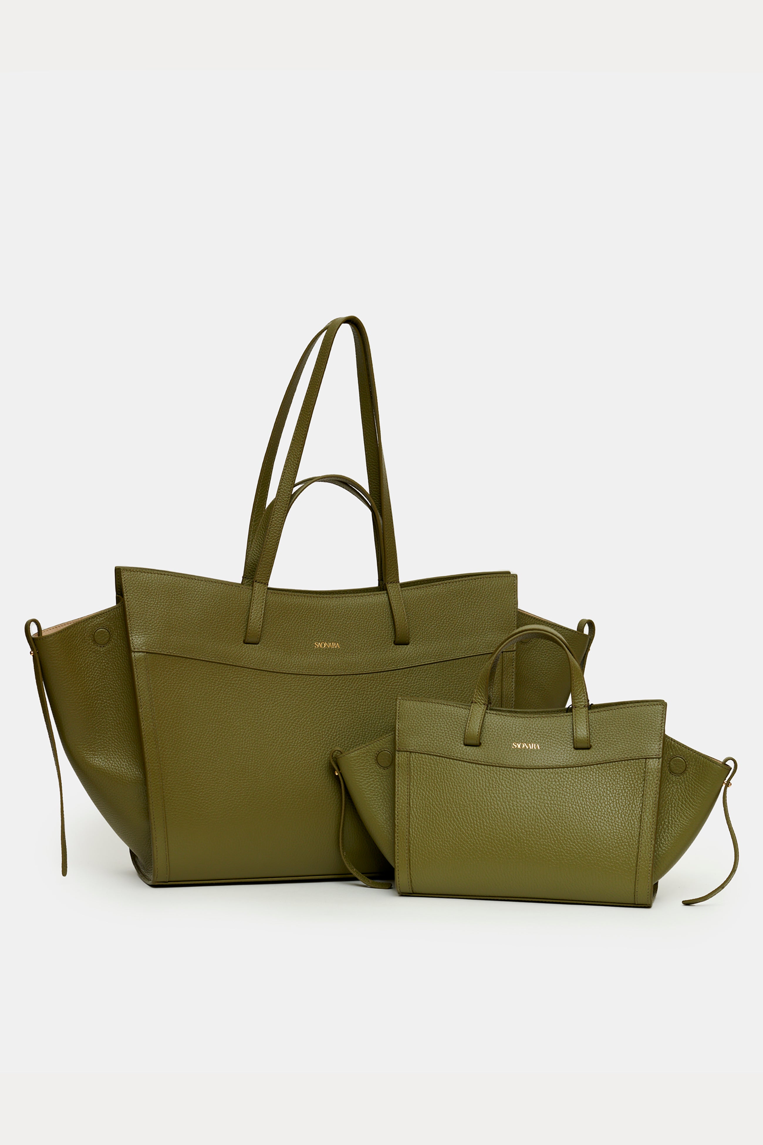 Mini Shopping Bag Khaki Piel