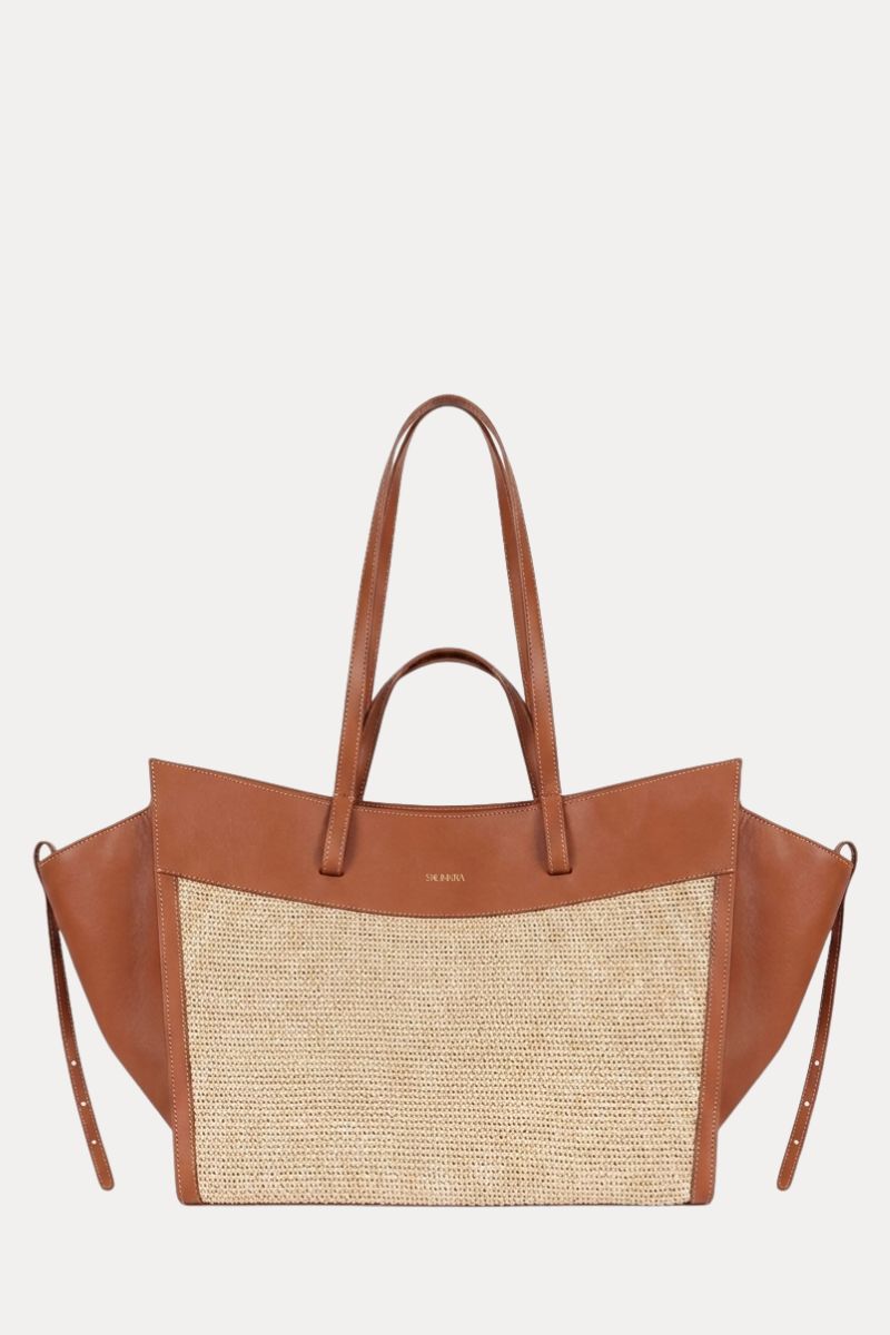 Shopping Bag Caramel Rafia/Piel
