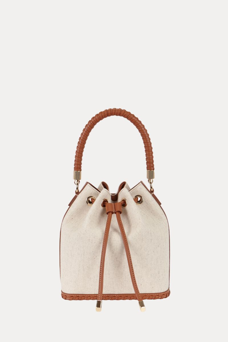 Bucket Bag Linen/Caramel Leather