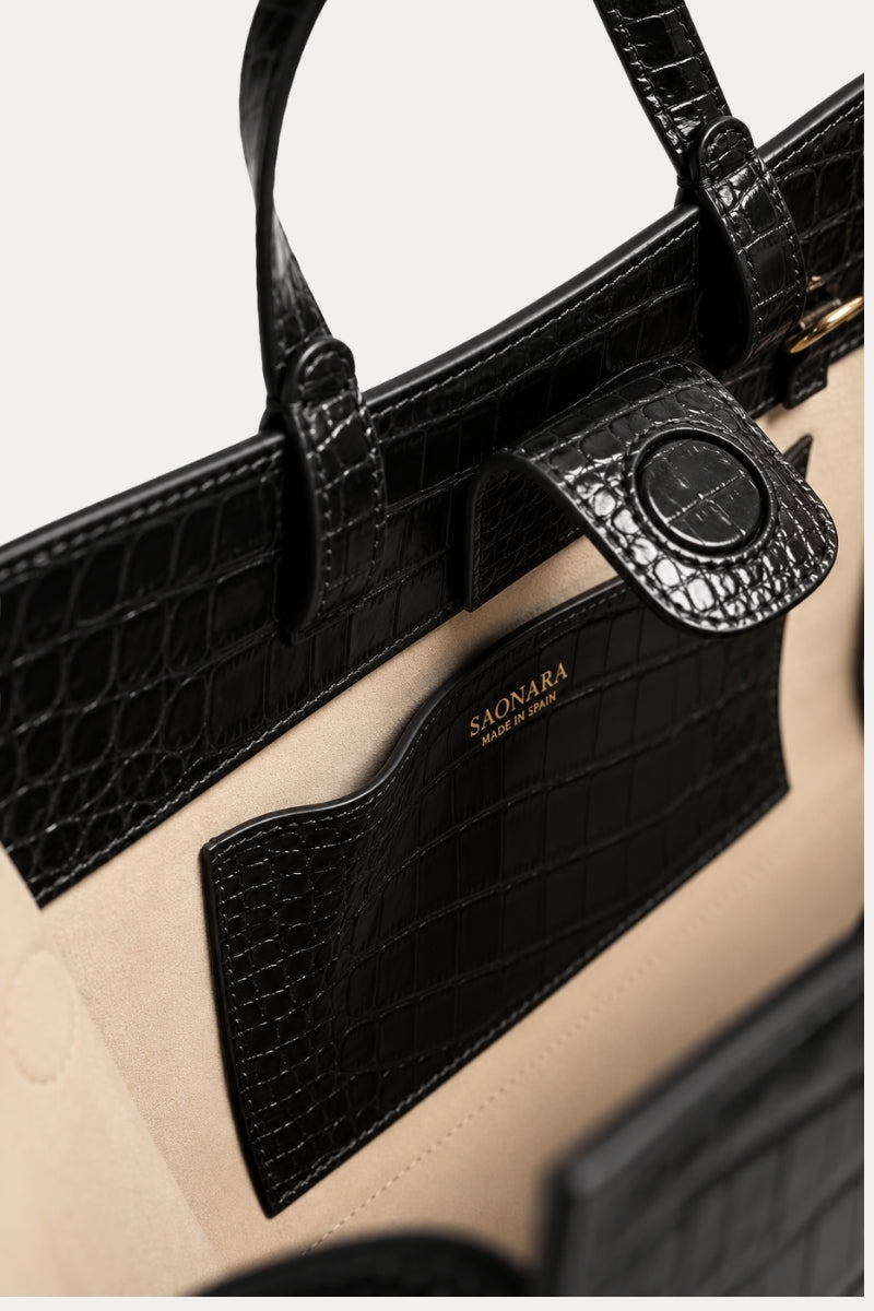Mini Shopping Black Croc
