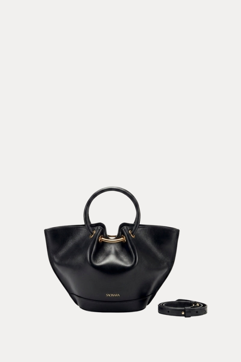 Mini Capazo Bag Black Leather