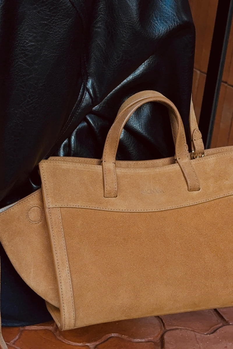 Mini Shopping Camel Suede