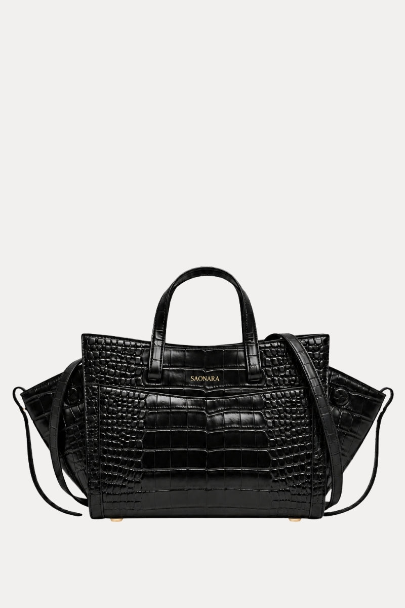 Mini Shopping Black Croc