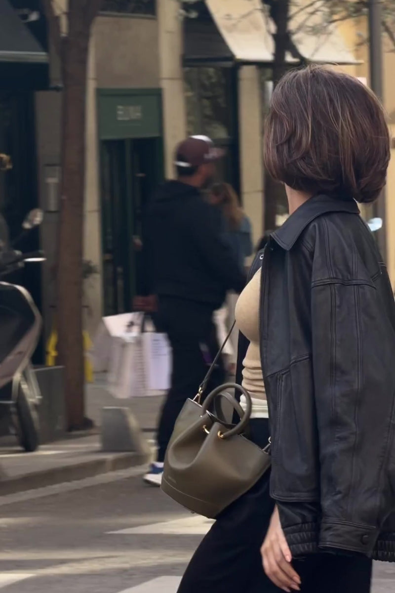 Mini Capazo Bag Khaki Leather