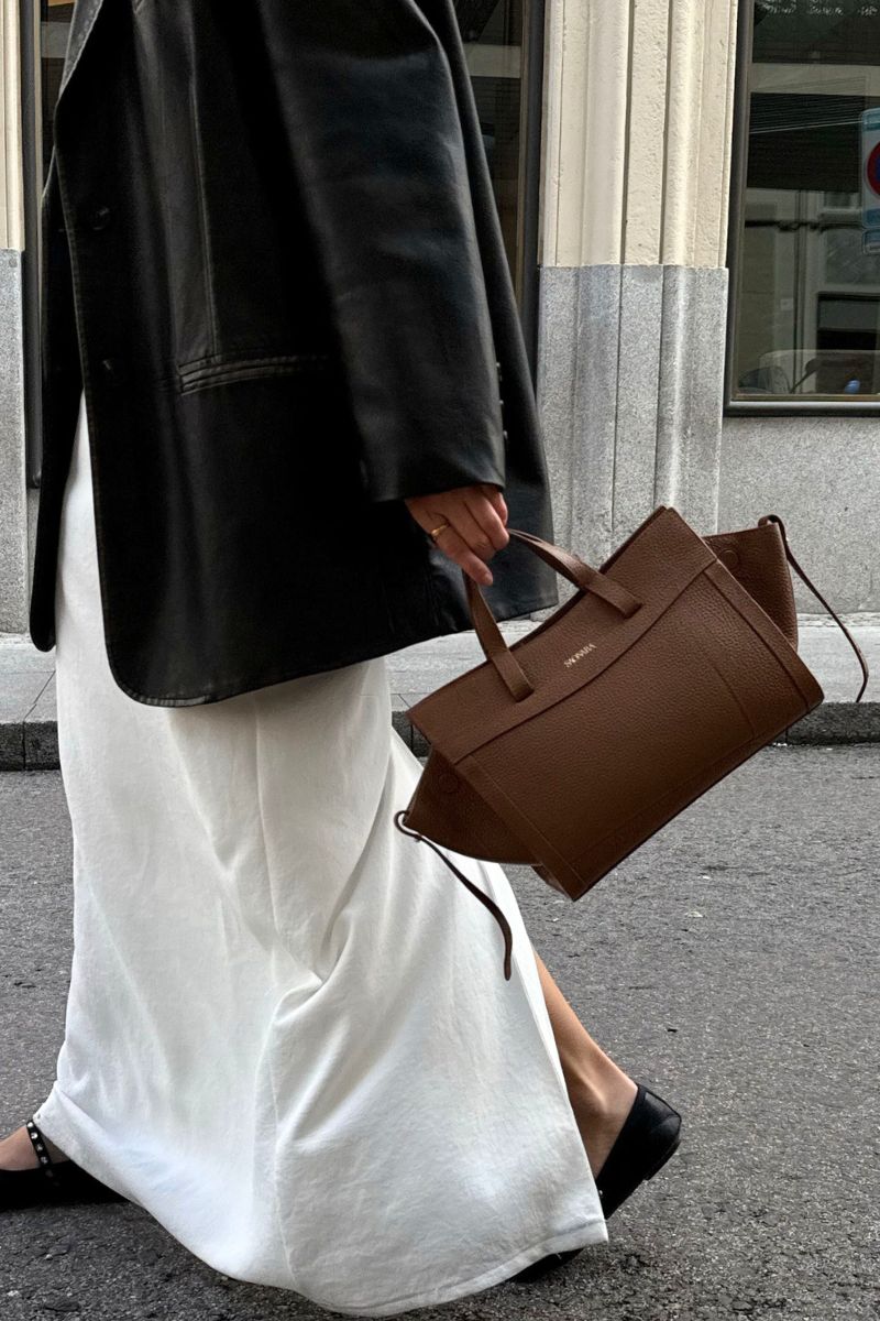 Mini Shopping Bag Chestnut Piel
