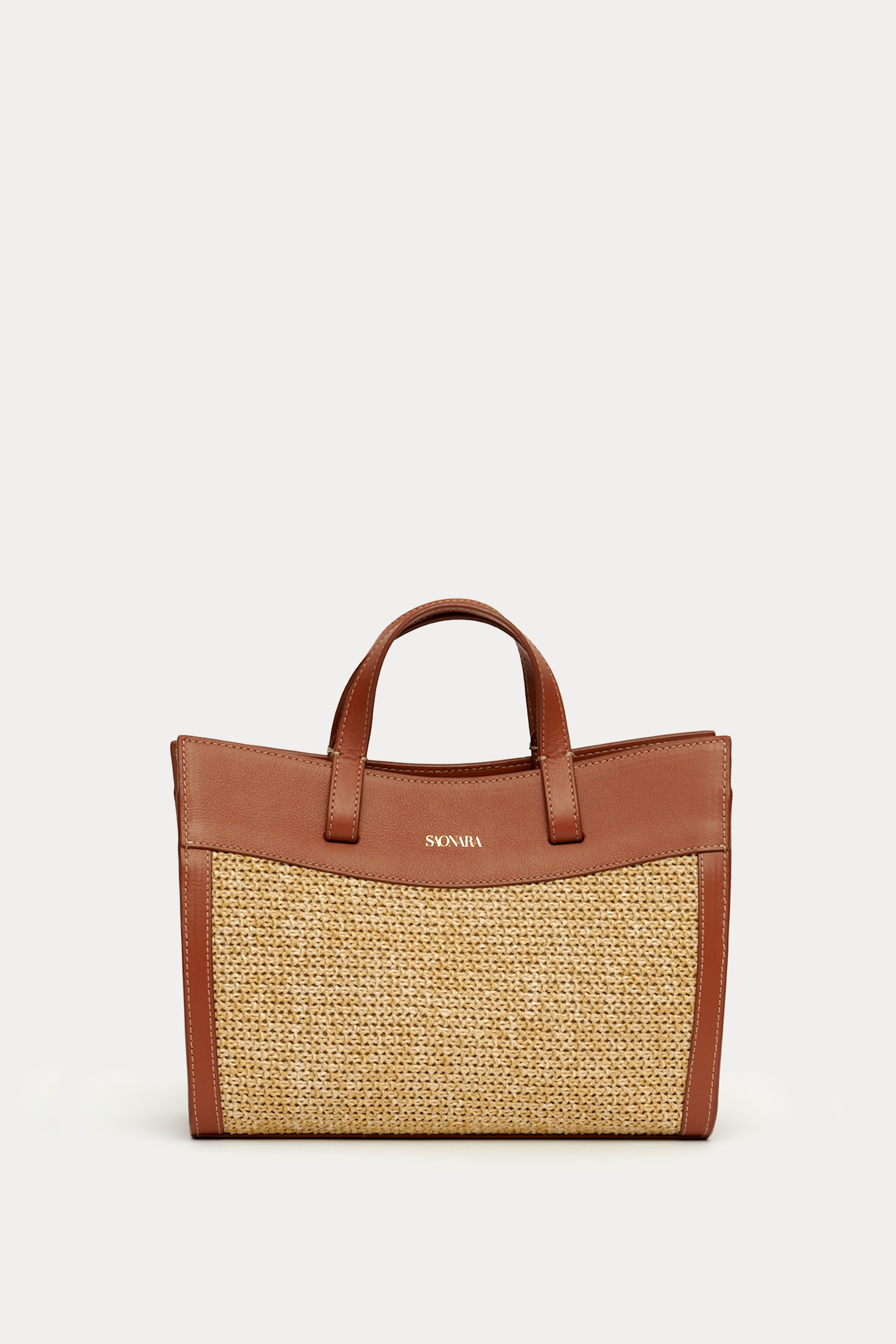 SAONARA MINI SHOPPING BAG RAFIA/CARAMELO PIEL